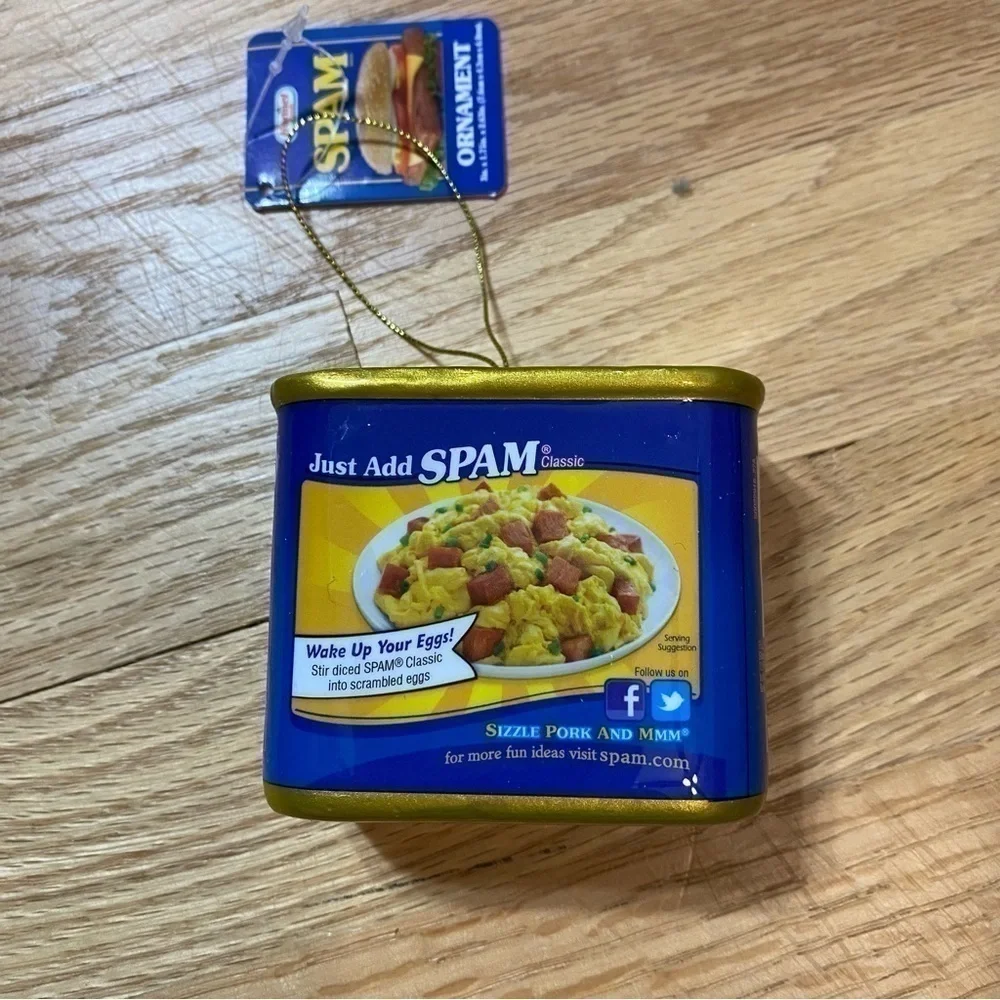 Spam Christmas Ornament Decoration NEW Novelty Blue Gold